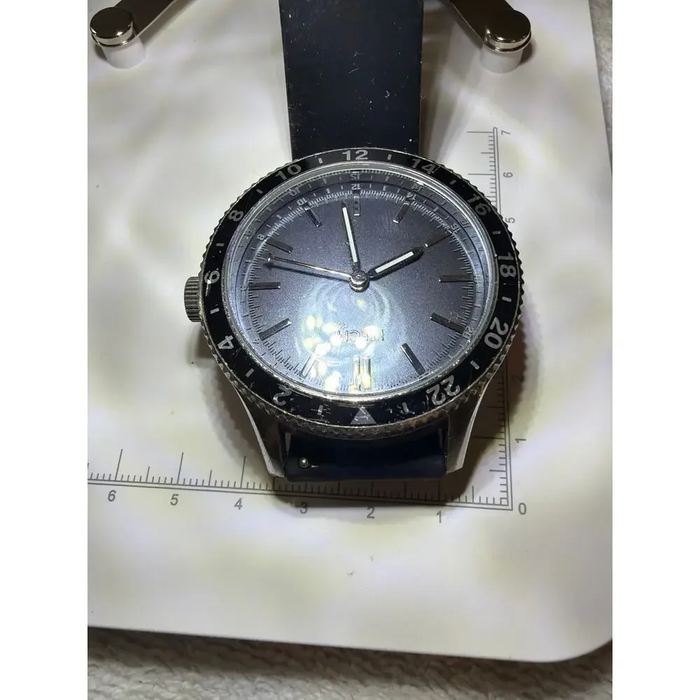 iTECH Duo 3673 Men's Black Dial Wristwatch 24 Hour Bezel Stainless Steel Back